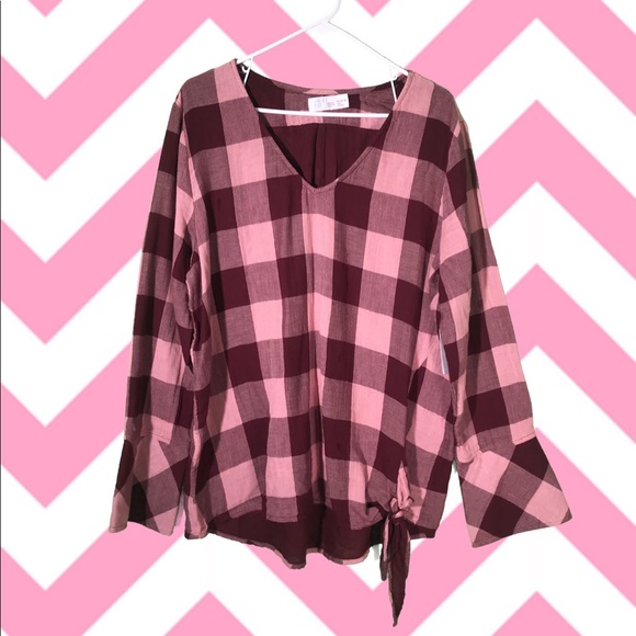 Time and Tru Tops - Time and Tru plaid long sleeve top XL